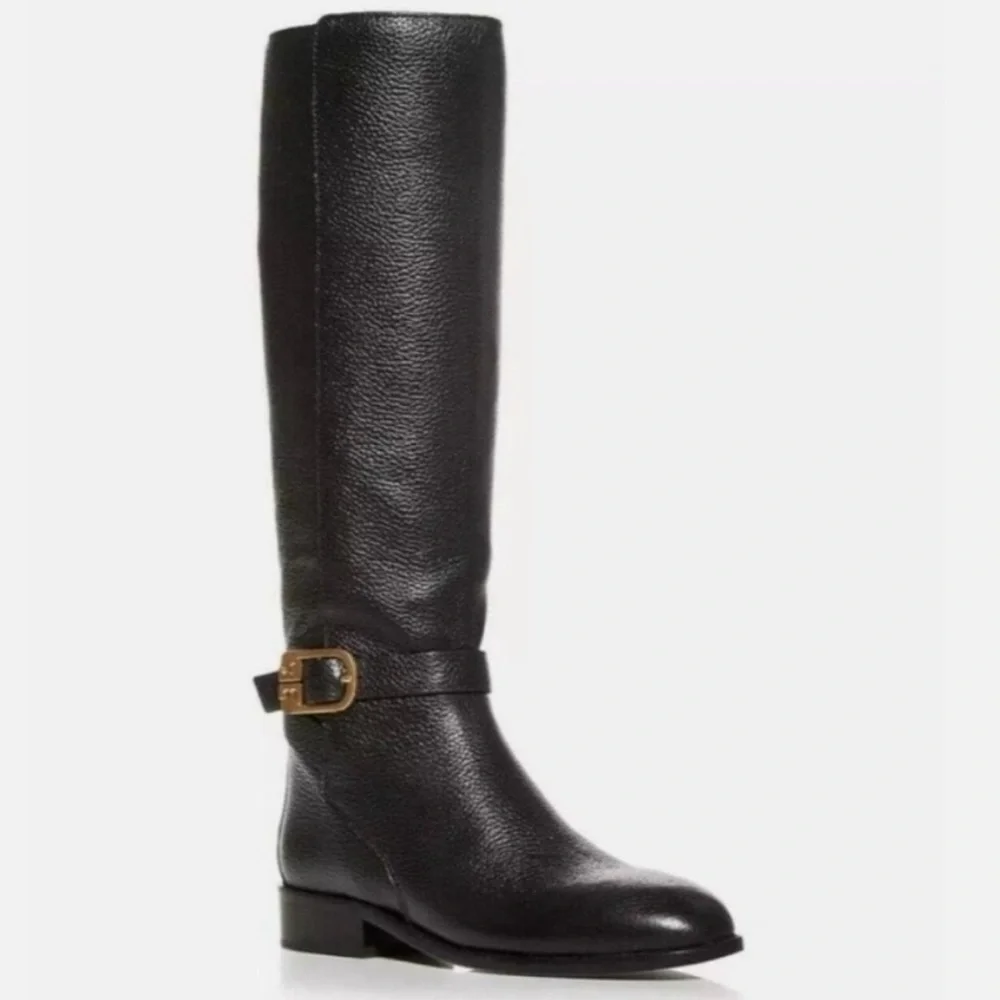 Tory Burch Brooke High Boots Leather Black 6 English Countryside Dark Academia